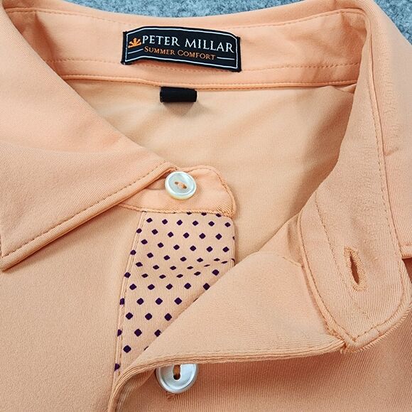 Peter Millar Polo Shirt Mens Large Orange Summer Comfort Casual Performance Golf - Picture 9 of 16
